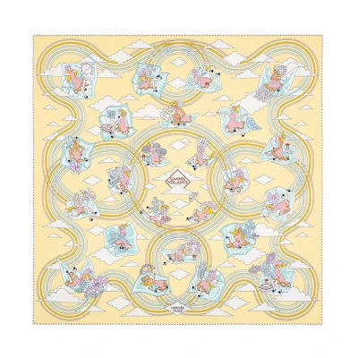 (Women) Hermes Little Girl in Ruffle Dress Silk Scarf Sulphur Blue White Women. H983849S-10