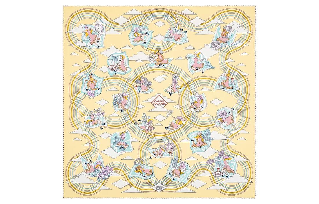 (Women) Hermes Little Girl in Ruffle Dress Silk Scarf Sulphur Blue White Women. H983849S-10 圖 2