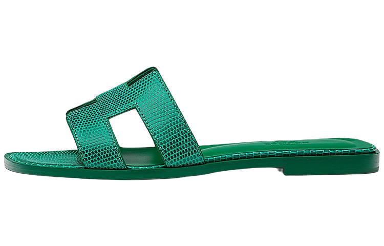 (Women) HERMES Lizard Skin Sandals 'Green' H212179Z-6Y
