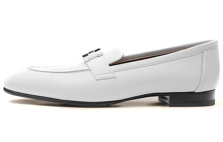 Buy (W) 에르메스 화이트 송아지 가죽 로퍼 H211288Z-92