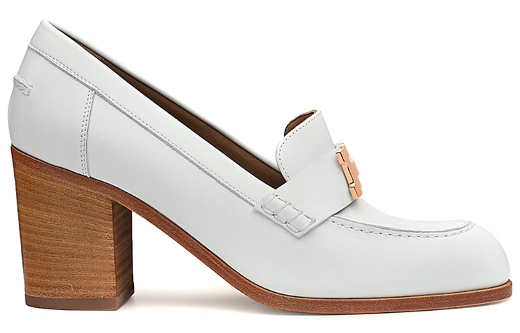 Order (W) HERMES Loafer Hak Tinggi 'Kulit Kambing Putih' H212093Z-90YC