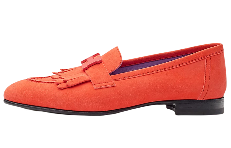 Buy HERMES 愛馬仕 流蘇細節平底樂福鞋 女款 紅色