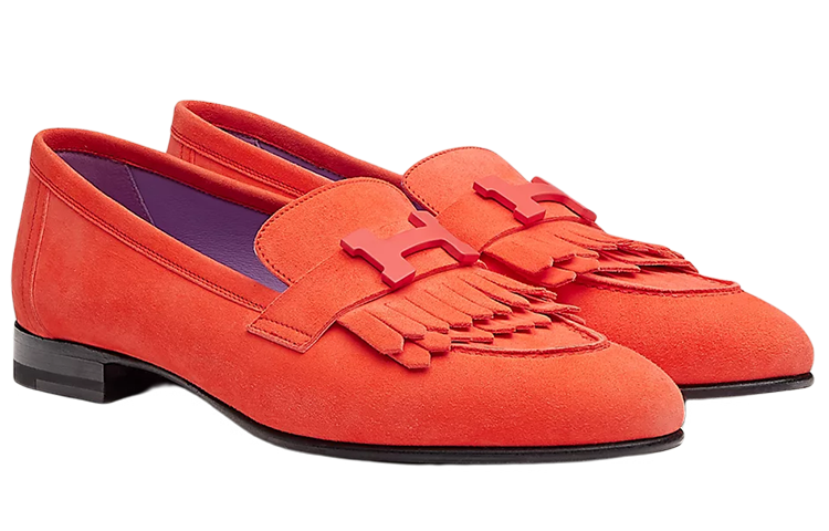 Lookbook HERMES 愛馬仕 流蘇細節平底樂福鞋 女款 紅色