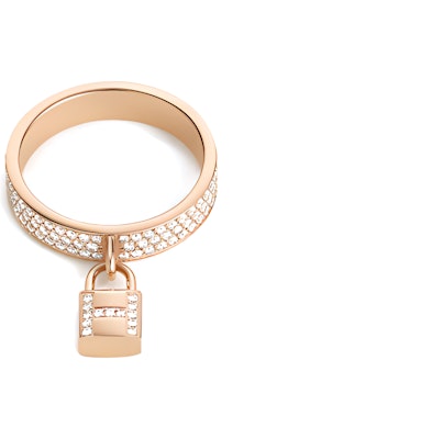 (Women) HERMES Lock Motif Diamond 18K Rose Gold Ring for Women - Rose Gold Color. H220657B-00053 Buy (Women) HERMES Lock Motif Diamond 18K Rose Gold Ring for Women - Rose Gold Color. H220657B-00053