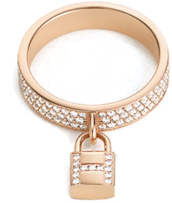 (Women) HERMES Lock Motif Diamond 18K Rose Gold Ring for Women - Rose Gold Color. H220657B-00053 Order (Women) HERMES Lock Motif Diamond 18K Rose Gold Ring for Women - Rose Gold Color. H220657B-00053
