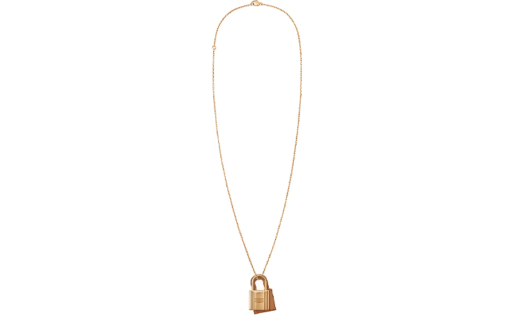 (Women) HERMES Lock Pendant Necklace in Calfskin Gold for Women H078852CC37 圖 3