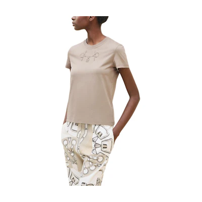 (Women) HERMES Logo Crew Neck Short Sleeve T-Shirt Women’s Grey H4H4643DADK