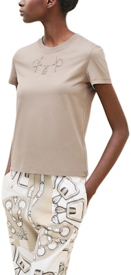 (Women) HERMES Logo Crew Neck Short Sleeve T-Shirt Women’s Grey H4H4643DADK Order (Women) HERMES Logo Crew Neck Short Sleeve T-Shirt Women’s Grey H4H4643DADK