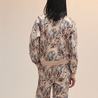 (W) HERMES Logo Cetakan Beige Crewneck Baju Lengan Panjang. H1H4617DL2F Shop (W) HERMES Logo Cetakan Beige Crewneck Baju Lengan Panjang. H1H4617DL2F