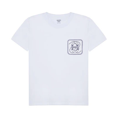 (Women) HERMES Logo Print Crewneck Short Sleeve T-Shirt Women White SS23 H3E4625DL90