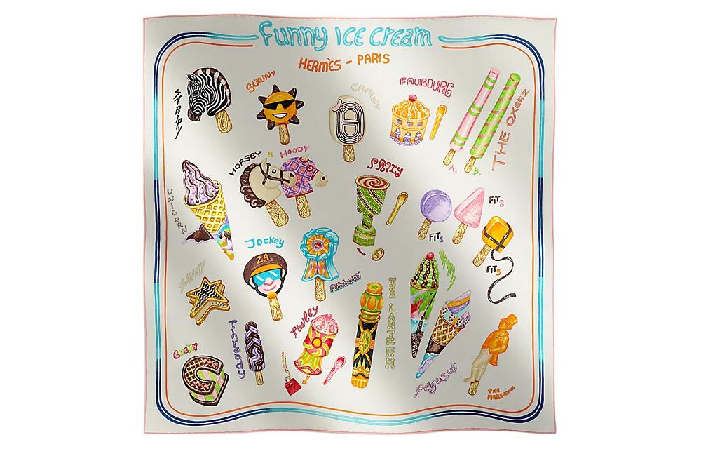 (Women) HERMES Logo Print Silk Scarf Womens White H984109S 03 圖 2