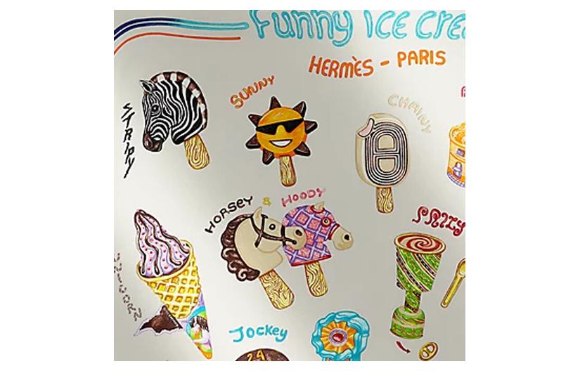 (Women) HERMES Logo Print Silk Scarf Womens White H984109S 03 圖 4