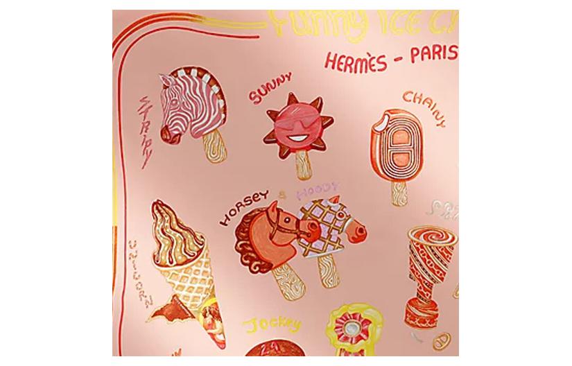 (Women) HERMES Logo Printed Pink Silk Scarf for Women. H984109S 01 圖 4