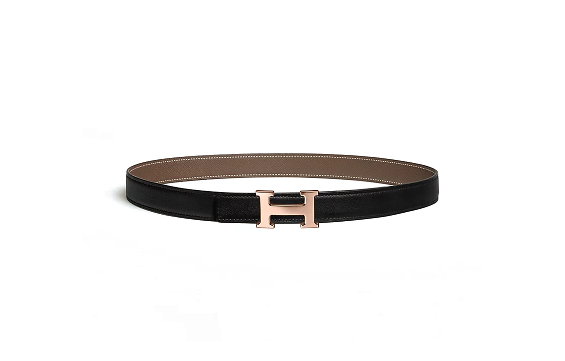 (Women) HERMES Logo Smooth Buckle Calfskin Leather Belt for Women in Black 2.4CM Wide H079645CDZ2H052150CABU075