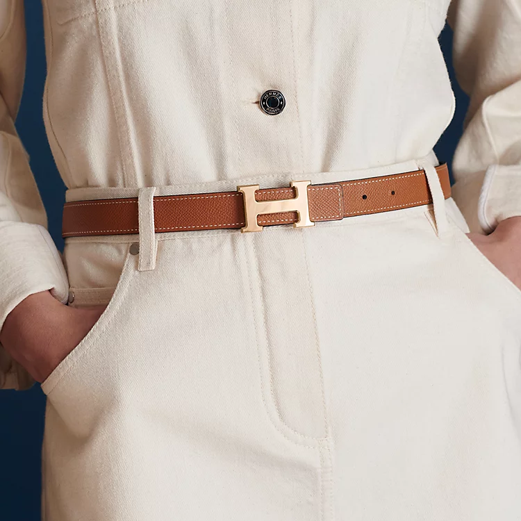 (Women) HERMES Logo Smooth Buckle Calfskin Leather Belt for Women in Black 2.4CM Wide H079645CDZ2H052150CABU075 圖 4