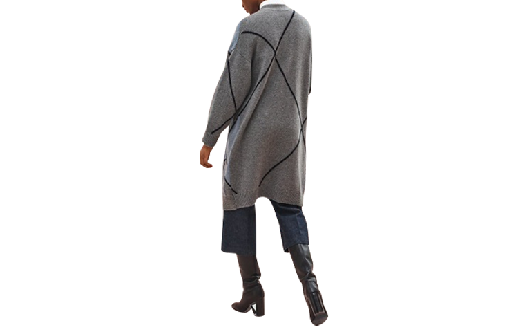 Lookbook (W) 爱马仕多色钻石图案羊绒长款开衫 H0H2100D32C