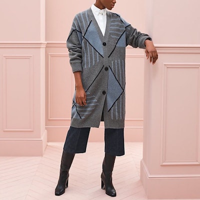 (W) 爱马仕多色钻石图案羊绒长款开衫 H0H2100D32C Shop (W) 爱马仕多色钻石图案羊绒长款开衫 H0H2100D32C