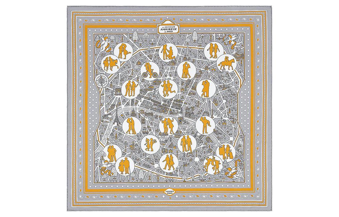 (Women) HERMES Love in Paris Scarf Women Grey/White/Caramel H043695s-06 圖 2