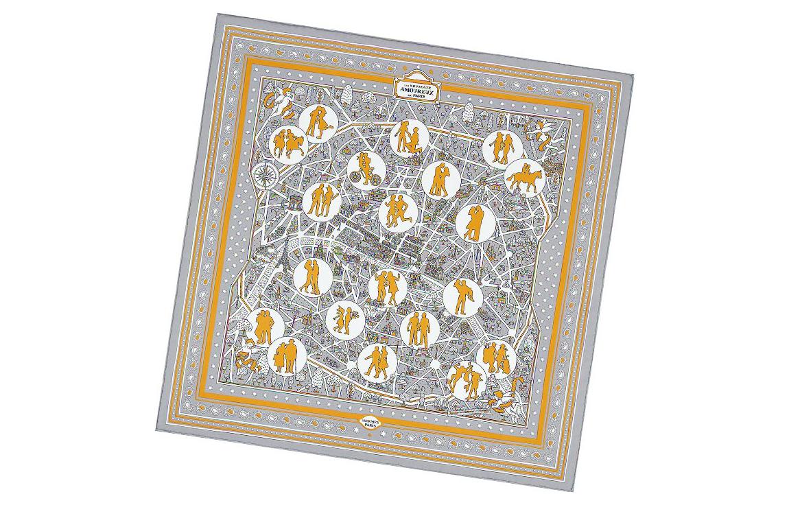 (Women) HERMES Love in Paris Scarf Women Grey/White/Caramel H043695s-06 圖 3