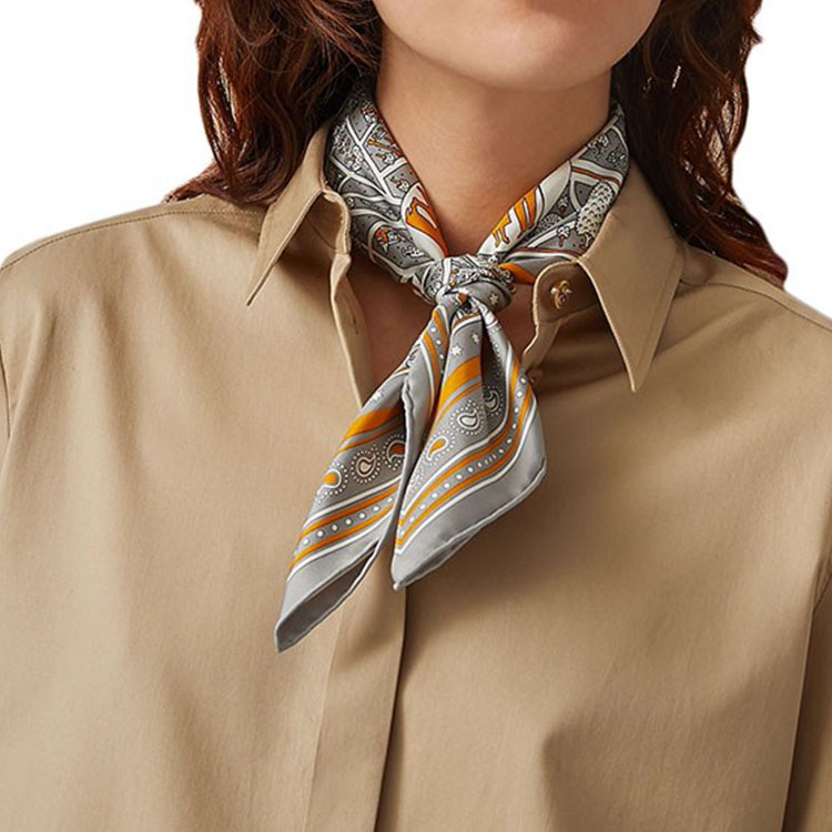 (Women) HERMES Love in Paris Scarf Women Grey/White/Caramel H043695s-06 圖 4