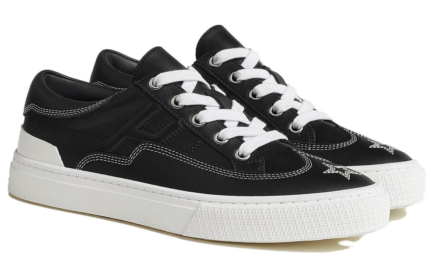 Lookbook HERMES愛馬仕 小牛皮 圓頭綁帶 低筒 板鞋 女款 黑色