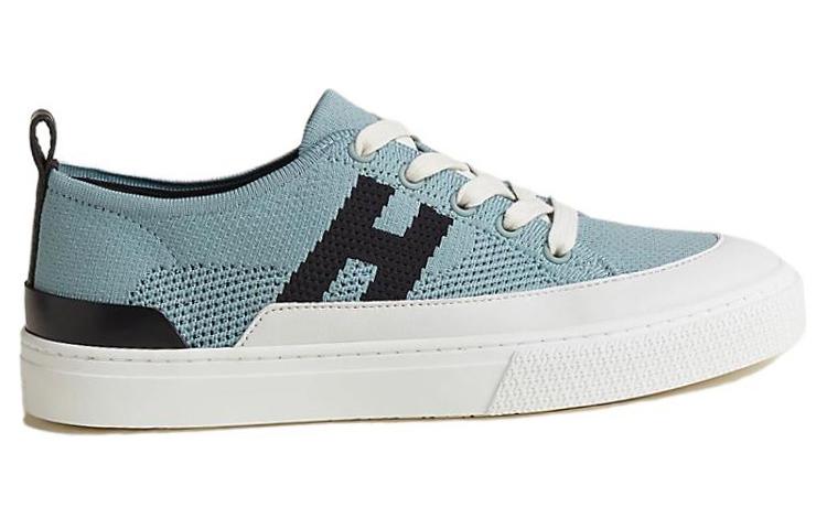 Order (W) 爱马仕深蓝色帆布皮革低帮运动鞋 H231020Z-6A