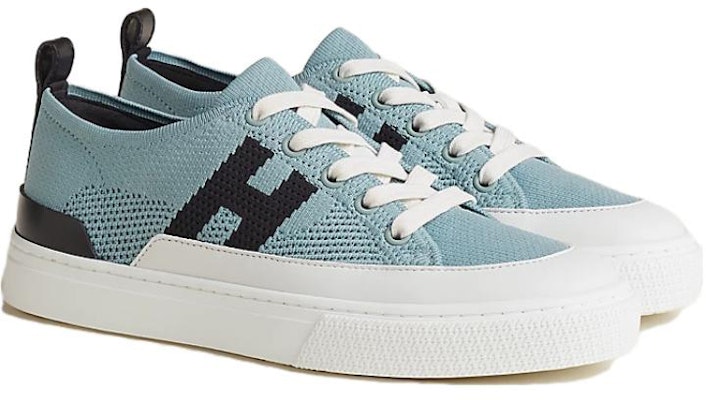 (W) HERMES Sepatu Low Top 'Kain Biru Tua dan Kulit' H231020Z-6A Order (W) HERMES Sepatu Low Top 'Kain Biru Tua dan Kulit' H231020Z-6A