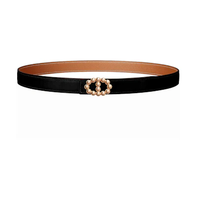 (Women) HERMES Maillon Bubble Swift & Epsom Leather Belt Women Black/Gold 24cm H060650UDZ2-H052150CABV070