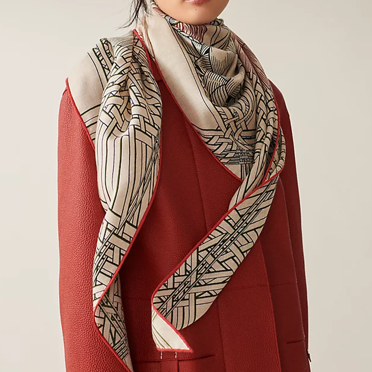 (Women) HERMES Masan & Masan "Two Horse Love"  Scarf - Gray. H363684S 06 圖 3