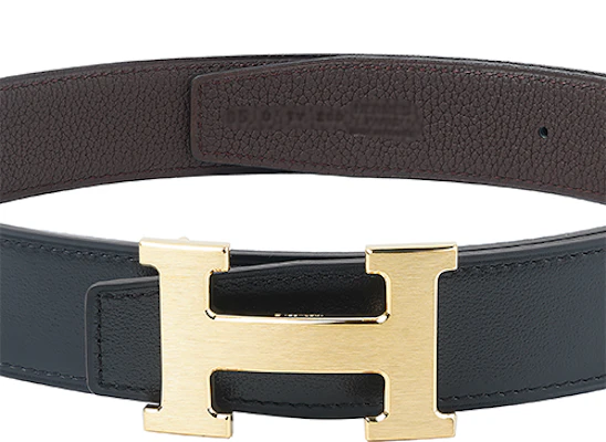 (Women) HERMES Matte Gold Buckle Calfskin Belt Black/Chocolate 3.2cm H064544CM2M-H073967CAAB Purchase (Women) HERMES Matte Gold Buckle Calfskin Belt Black/Chocolate 3.2cm H064544CM2M-H073967CAAB