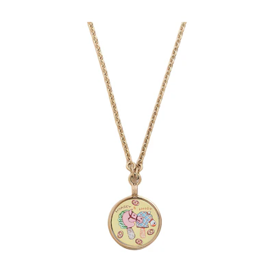 (Women) HERMES Medaille Funny Ice Cream Enamel Gold-Plated Necklace for Women Gold. H984411FEJ4