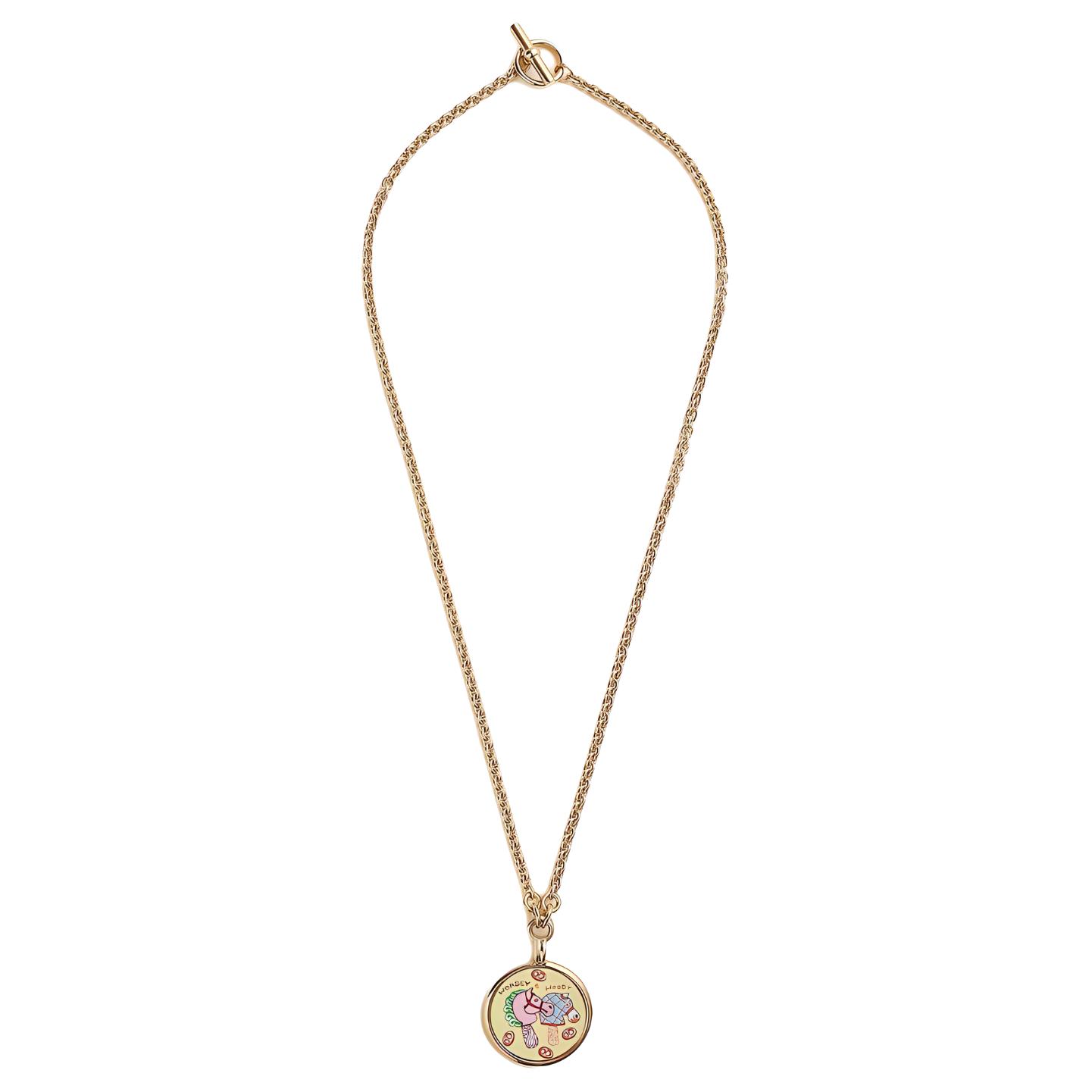 (Women) HERMES Medaille Funny Ice Cream Enamel Gold-Plated Necklace for Women Gold. H984411FEJ4 圖 3