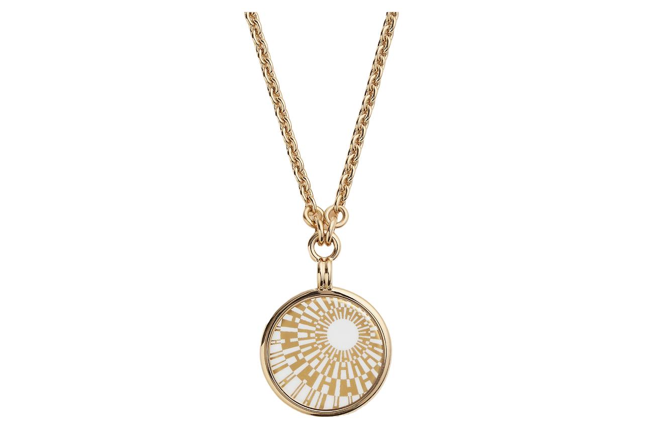 (Women) HERMES Medaille OP'H Enamel Pendant Necklace Gold for Women. H982313FEC6