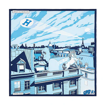 (Women) HERMES Midnight Faubourg 70cm Silk Scarf for Women - Blue H982820S-15