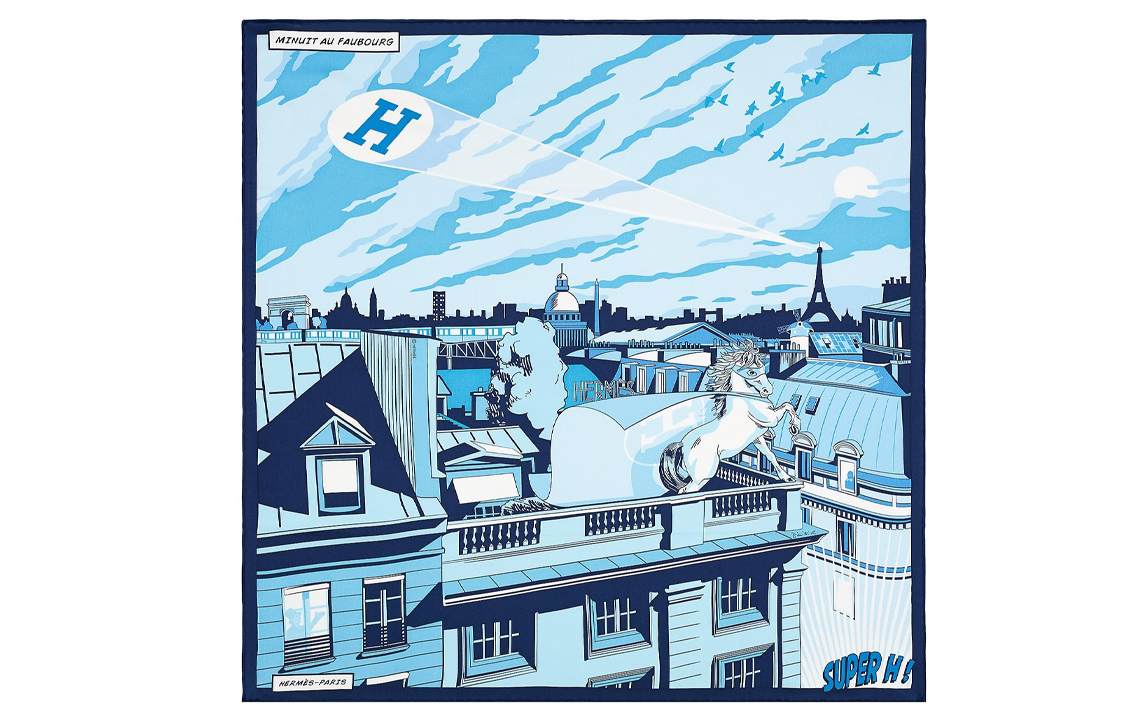 (Women) HERMES Midnight Faubourg 70cm Silk Scarf for Women - Blue H982820S-15 圖 2