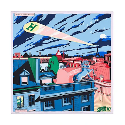 (Women) HERMES Midnight Faubourg 70x70cm Silk Scarf Multicolor for Women H982820S-16