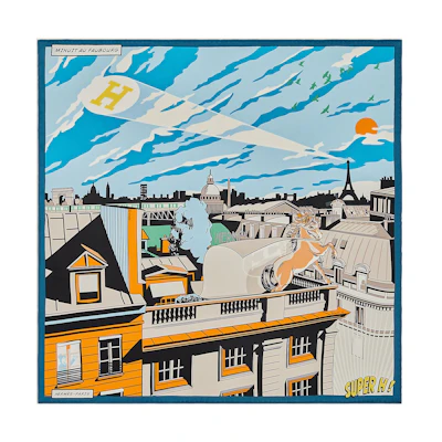 (Women) HERMES Midnight Faubourg Avenue 70x70cm Silk Scarf for Women H982820S-22