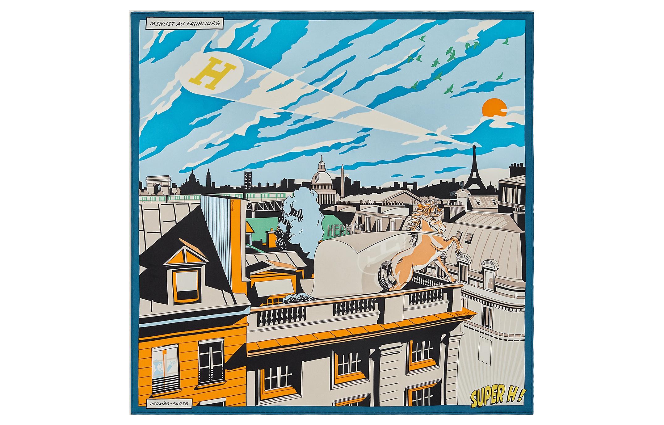 (Women) HERMES Midnight Faubourg Avenue 70x70cm Silk Scarf for Women H982820S-22 圖 2