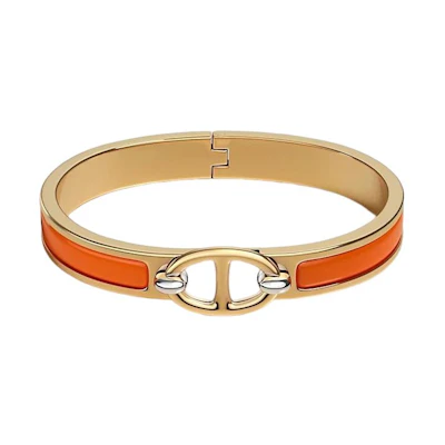(Women) HERMES Mini Clic Chain d'Ancre Gold-Plated Bracelet Women Fresh Orange H209000F-8APM