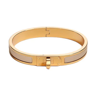 (Women) HERMES Mini Clic Kelly Narrow Enamel Bracelet Gold H200004F 19PM