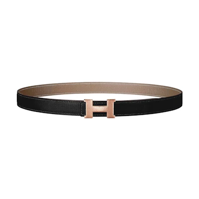 (Women) HERMES Mini Constance Black Leather Reversible Belt 2.4cm Adjustable H075395CDZ2-H052150CABU075