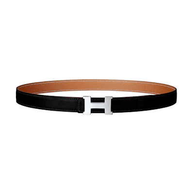 (Women) HERMES Mini Constance Silver Buckle Epsom Leather Belt Women Black 2.4cm H064545CK05-H052150CABV