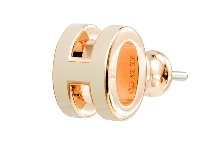 (Women) HERMES Mini H Pop Gold-Plated Earrings Rose Gold/Tan H608002FO55 圖 3