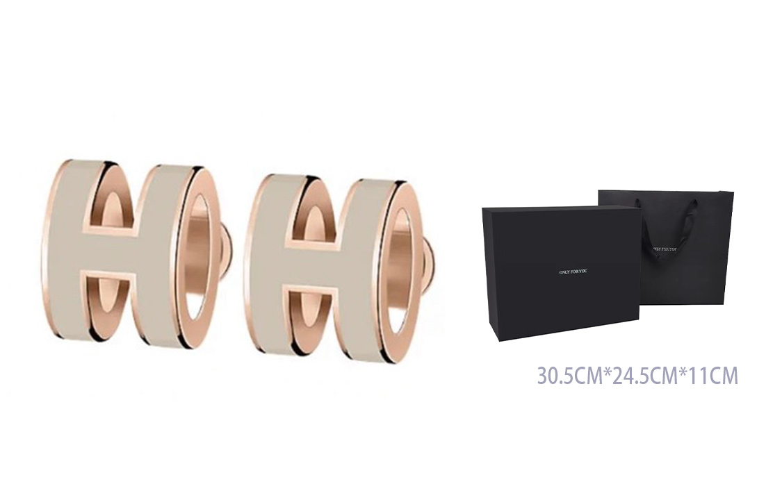 (Women) HERMES Mini H Pop Gold-Plated Earrings Rose Gold/Tan H608002FO55 圖 8