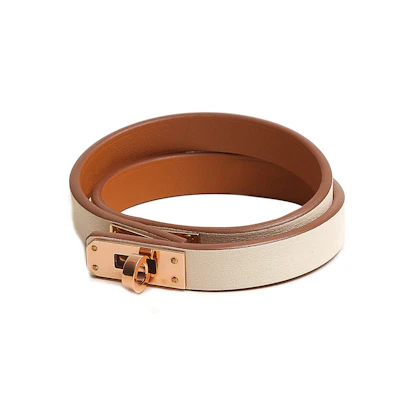 (Women) HERMES Mini Kelly Double Tour Bracelet Cream White H081182CDI2T2