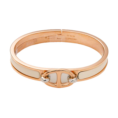 (Women) HERMES Mini Pig Nose Adjustable Rose Gold Bracelet Women Beige. H209000FO85