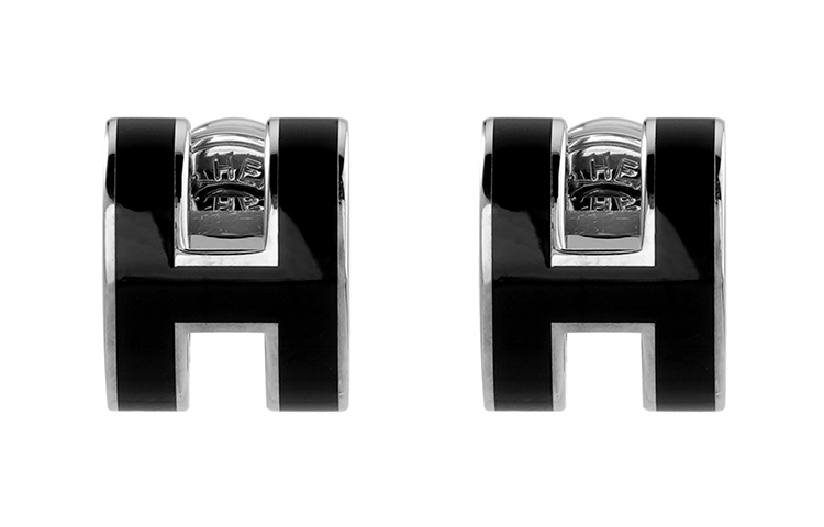 (Women) HERMES Mini Pop H Black & Silver Alloy Earrings H608002FP03 圖 2