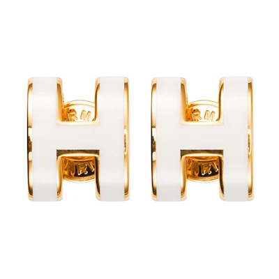 (Women) Hermes Mini Pop H Gold Plated Earrings White Gold-Tone H608002F-49