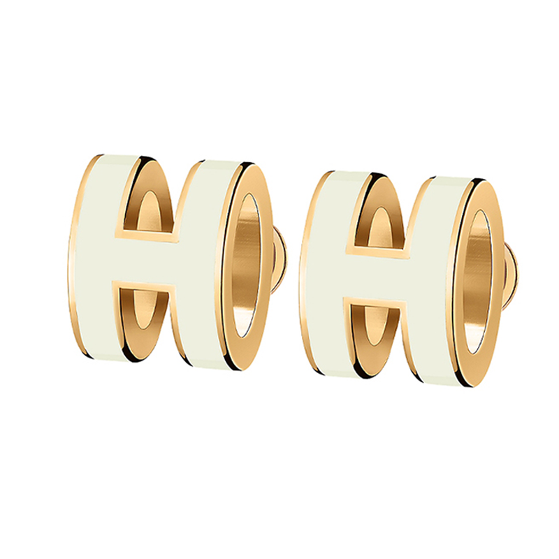 (Women) Hermes Mini Pop H Gold Plated Earrings White Gold-Tone H608002F-49 圖 5