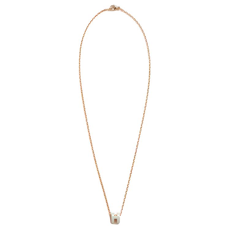 (Women) HERMES Mini Pop H Logo Blue Rose Gold-Plated Necklace for Women H147992FOC3
